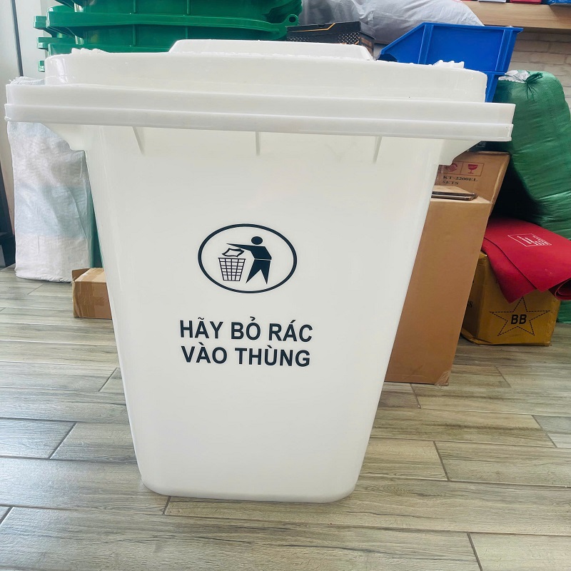 Thùng rác công cộng 60 lít màu trắng